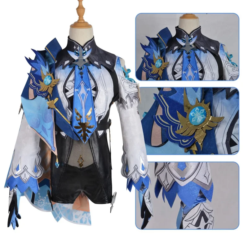 Genshin Impact Cosplay Costume pour femme, jeu Eula, uniforme sexy, robes d'Halloween