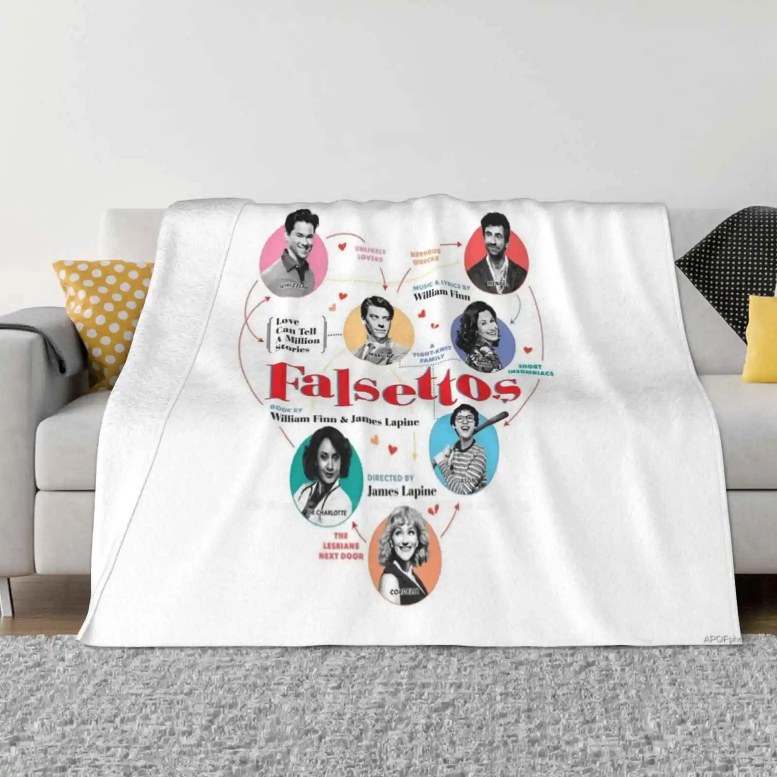 Falsettos 2016 cartaz nova venda impressão personalizada flanela cobertor macio falsettos falsettoland março marvin cristão borle whizzer