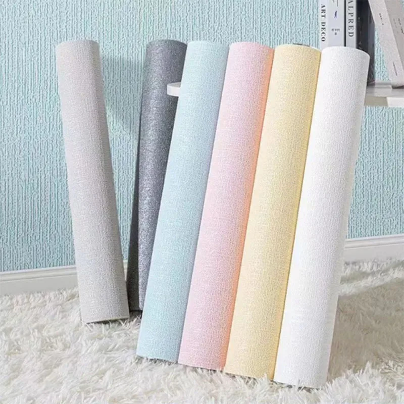 5PCS Linen 3D Foam Self-adhesive PVC Solid Color Thickened Waterproof Background Wall Stickers Bedroom And Living Room Wallpaper