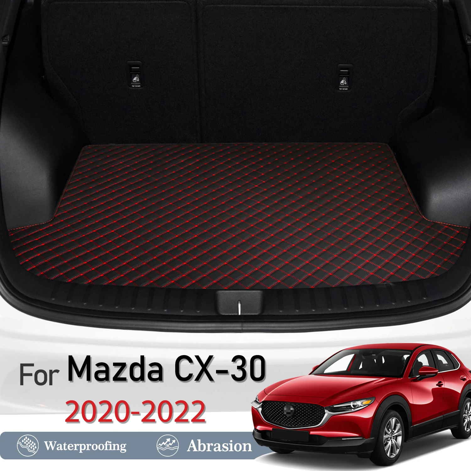 

New Artificial Leather Car Trunk Mat Rear Trunk Cargo Protective Mat Car Interior Accessories For Mazda CX-30 2020-2022