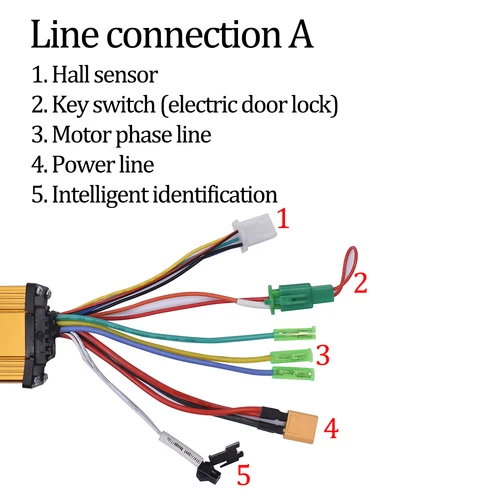 Imagen 2 del producto Controlador JRAHK BLDC 36V-60V controlador de bicicleta eléctrica de doble accionamiento de onda sinusoidal 350W-2000W accesorios para patinete eléctrico de tres modos
