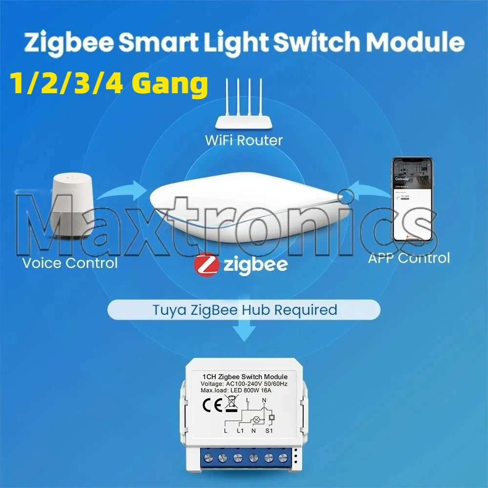 

Hot ZigBee Tuya 1/2/3/4 Gang Mini Smart Switch Module Work with Alexa Alice Google Home DIY Zero Fire Circuit Breaker for Light