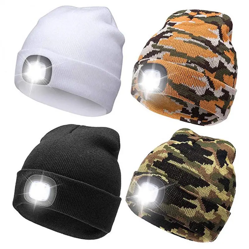 Winter Hat Lighted Suitable For Men And Women 4 Led Lights Perfect For Outdoor Activities Warm And Stylish Led Beanie Cap Warm