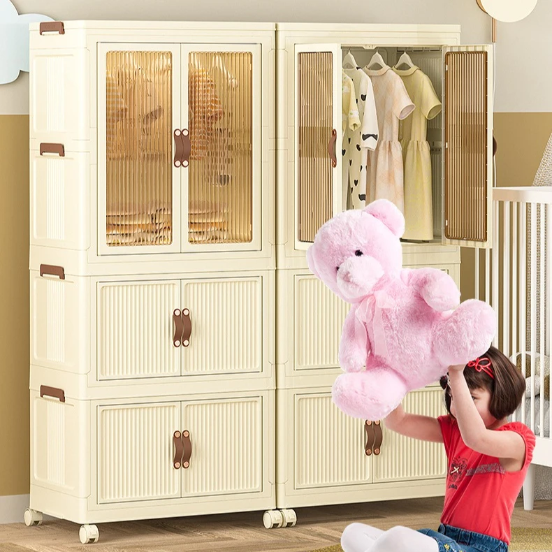 

Wardrobe Containers With Wheels Fold Multi-Layer Floor-Standing Living Room Storage Box Shelf Organizer Bins Kitchen Cabinets