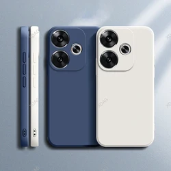 Classic Phone Case for Xiaomi Poco F6 Pro 5G Simple Shell Skin Friendly Square Liquid Silicone Lens Protection Back Covers