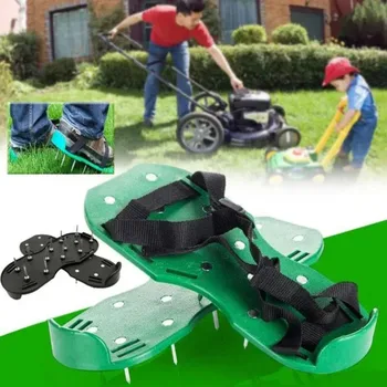 1 pair lawn aerator spike shoes garden lawn aerator shoes garden yard lawn cultivator scarifying nail tool garden tools