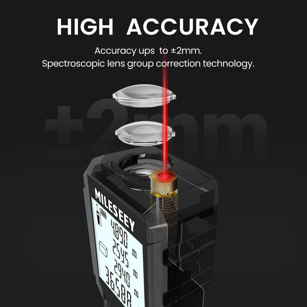 MILESEEY-Medidor de distancia láser D2, cinta métrica de alta calidad, 40M, 60M, 80M, 100M, 120M