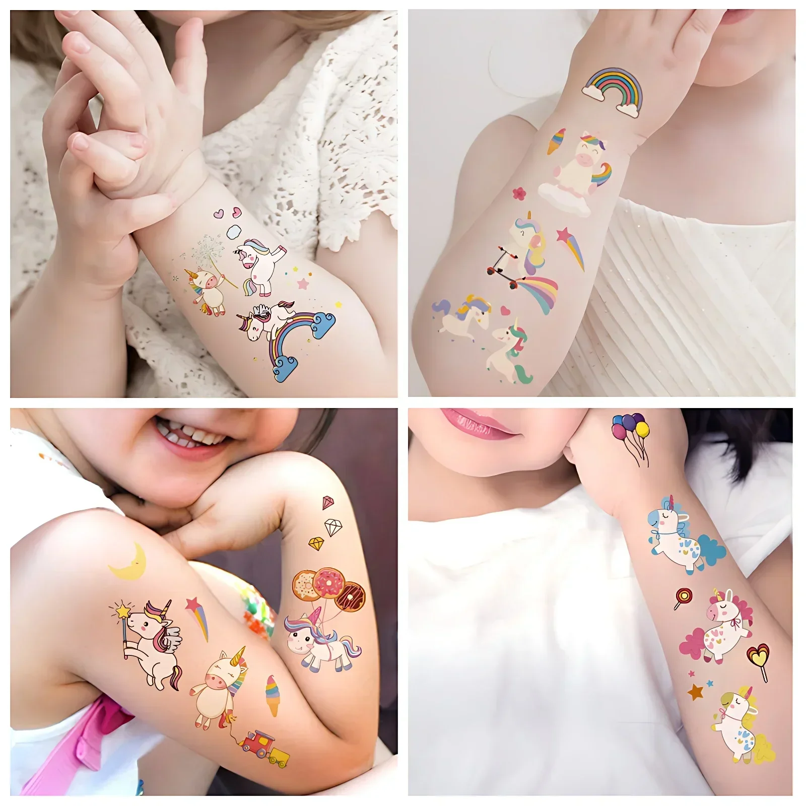 20pcs/set Waterproof Animals Unicorn Fake Tattoo for Little Girls Boys Cartoon Cute Temporary Tattoo Adhesive pegatinas ninos