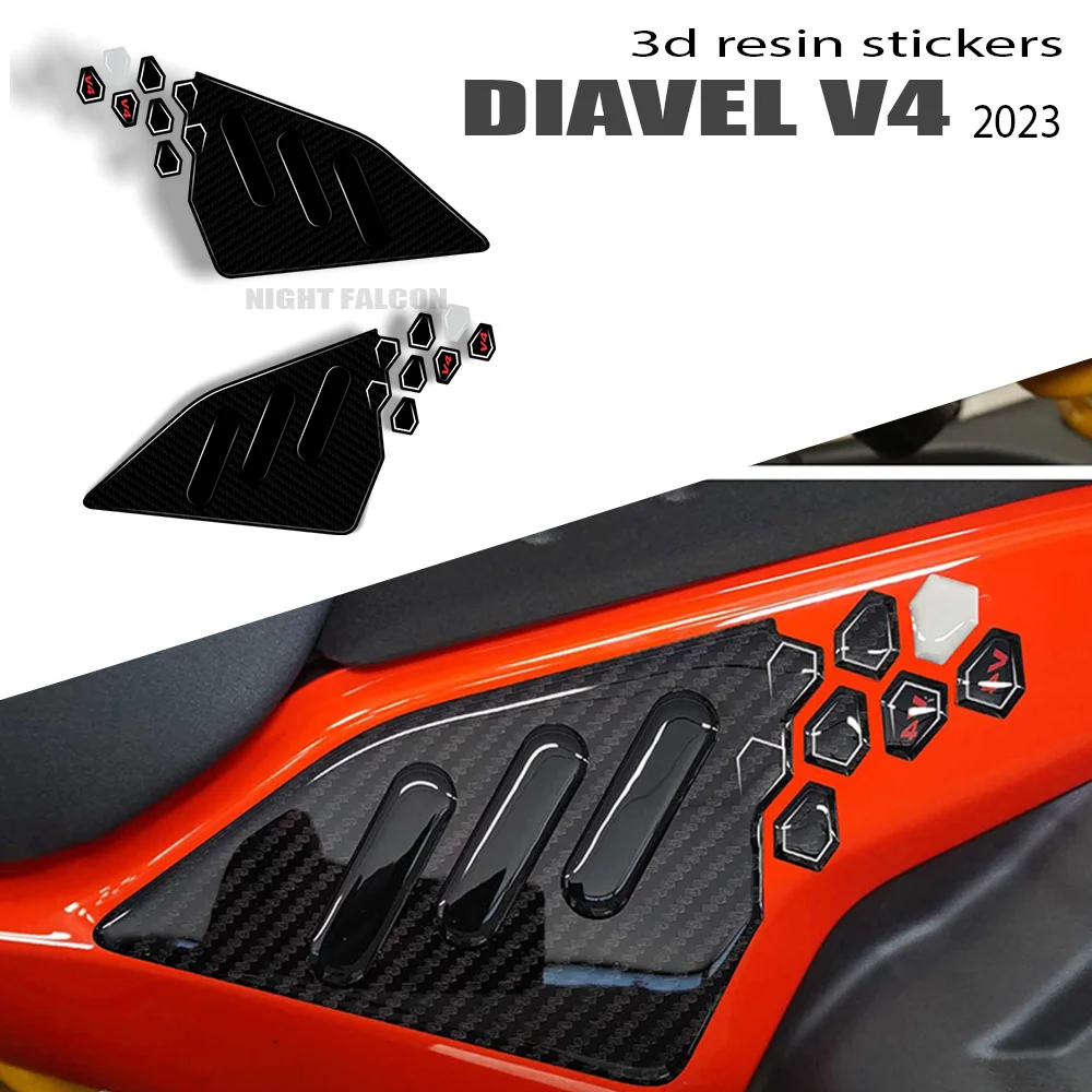 

2023 Diavel V4 Motorcycle Accessories Side Area Protector 3D Epoxy Resin Sticker Kit for Ducati Diavel V4 2023-