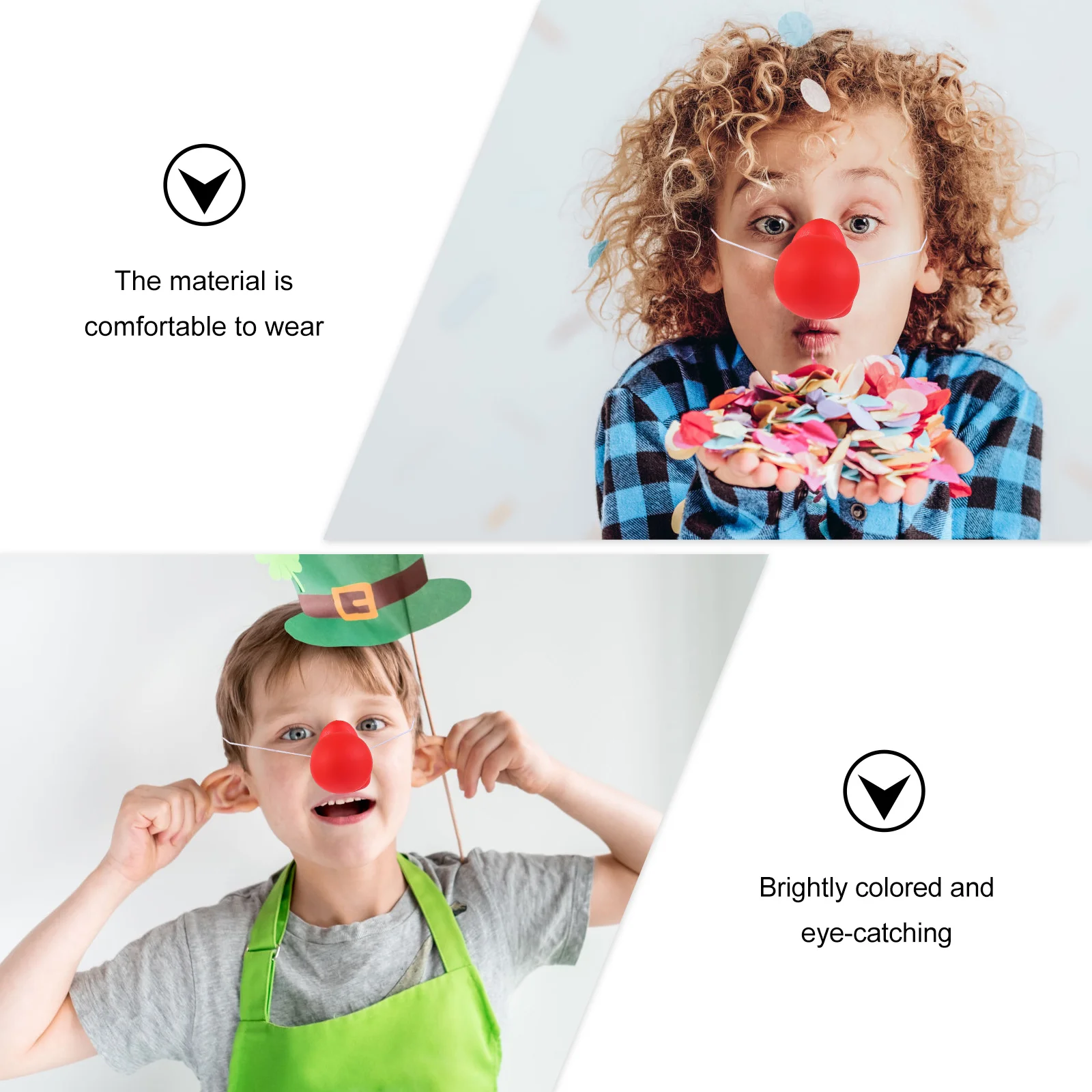 6 Pcs Clown Red Nose Costume Accessory Cosplay Party Toys Adults Vinyl Material Child Dreses