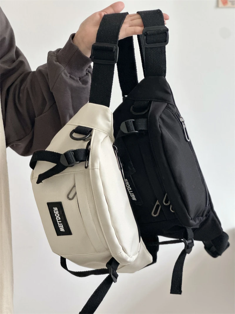 Bolsa Transversal Casual Unissex de Grande Capacidade, Estilo Coreano, para Estudantes, Uso Diário, Marca de Moda