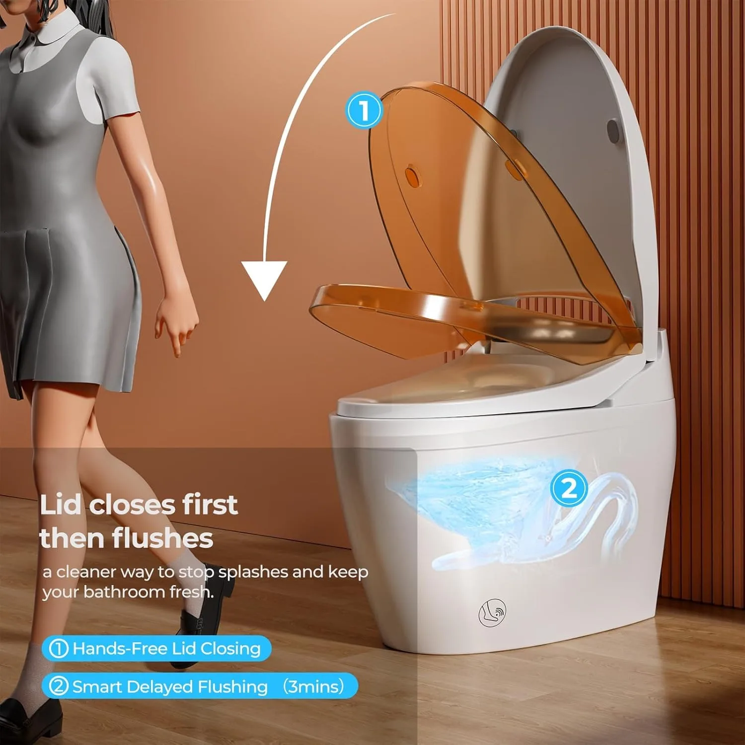 

Умный унитаз с подогревом сиденья и биде, цельный удлиненный унитаз с бесконтактным автоматическим смывом