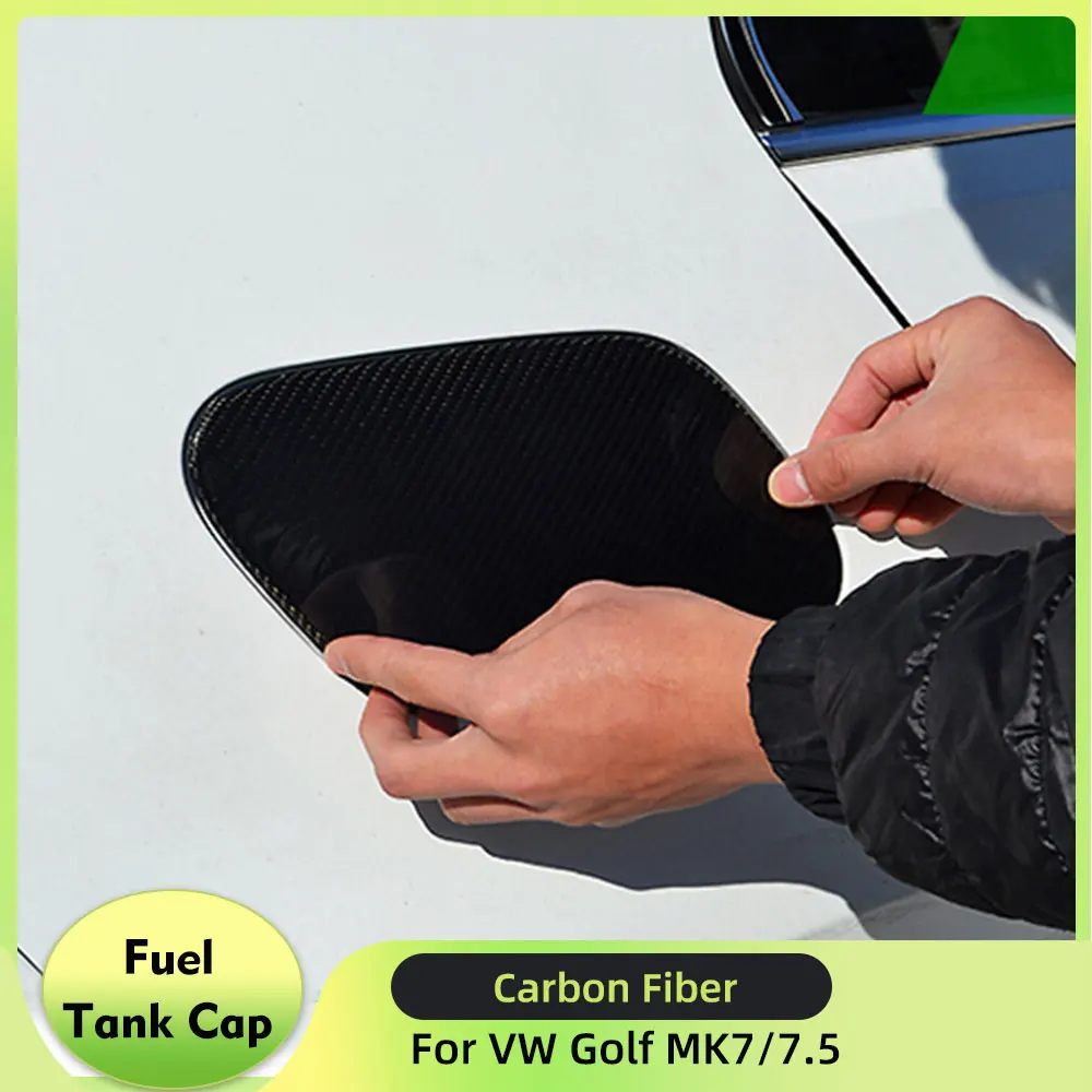 

1PC Carbon Fiber Car Exterior Oil Gas Fuel Tank Cap Cover Trim Decoration for Volkswagen VW Golf MK7/7.5 2014-2019