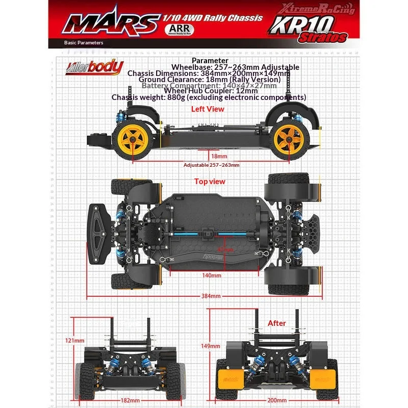 Killerbody Rc Rally Car 1 10 4Wd Kr10 Electric Arr Kit Wide Rear Tire Off Road Racing Remote Control Hobby Model Car 48838S