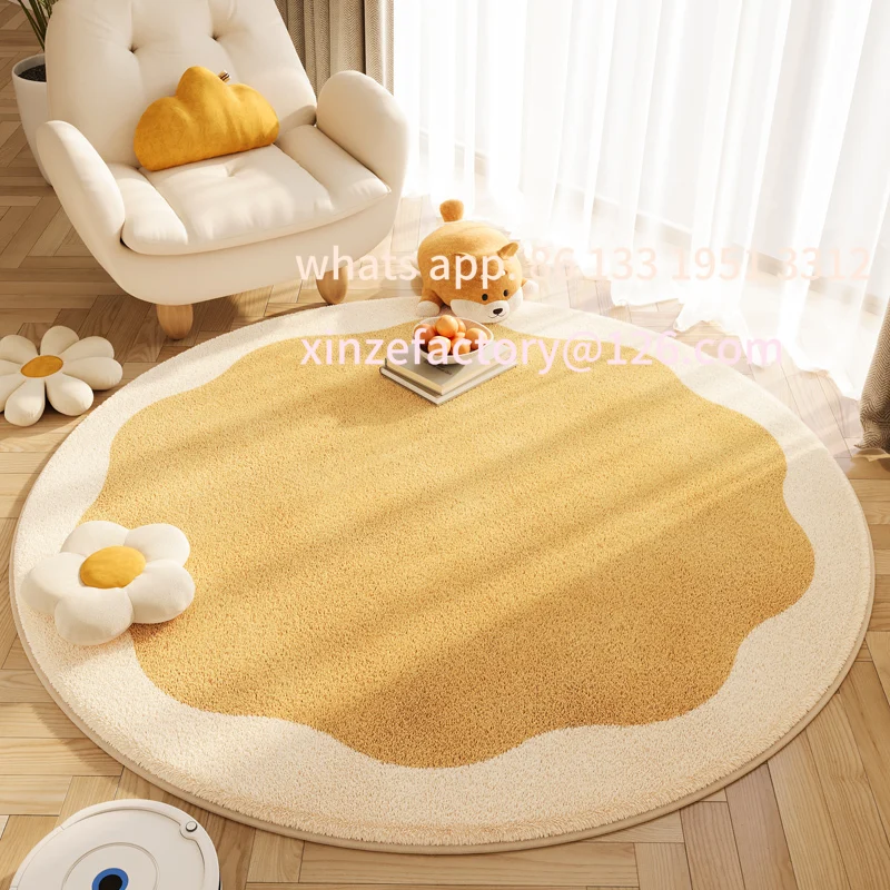 

Customizable VIKAMA 2025 New Style Ins Round Imitation Cashmere Carpet Sofa Cushion Balcony Bedroom Rocking Chair Makeup Chair F