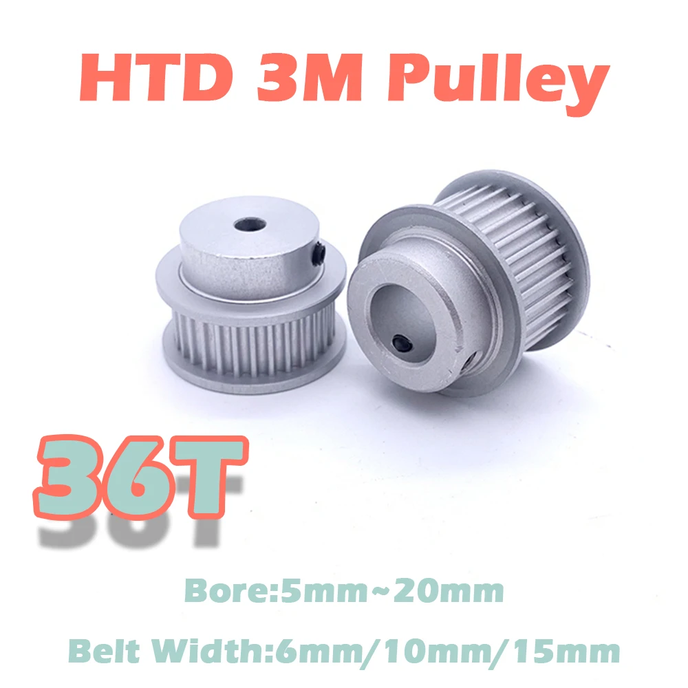 36T 3M Synchronous Wheels Bore 5mm~20mm 36 Teeth HTD 3M Timing Pulley Belt Width 6 10 15mm For 36Teeth HTD3M Aluminum Sync Gear