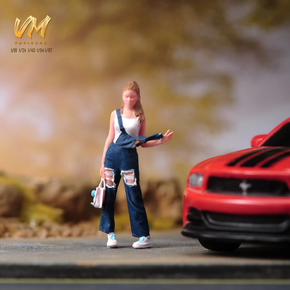 

1/87 1/64 1/43 1/24 1/18 Anime Characters A Girl Wearing Overalls Scene Figure Model Miniature Dolls Toy For Collection