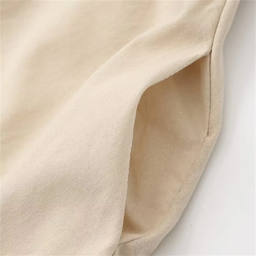 2024 夏のファッション新女性のリネン混紡カラーコントラストリボン装飾ブラジャースリムフィットデザインドレス