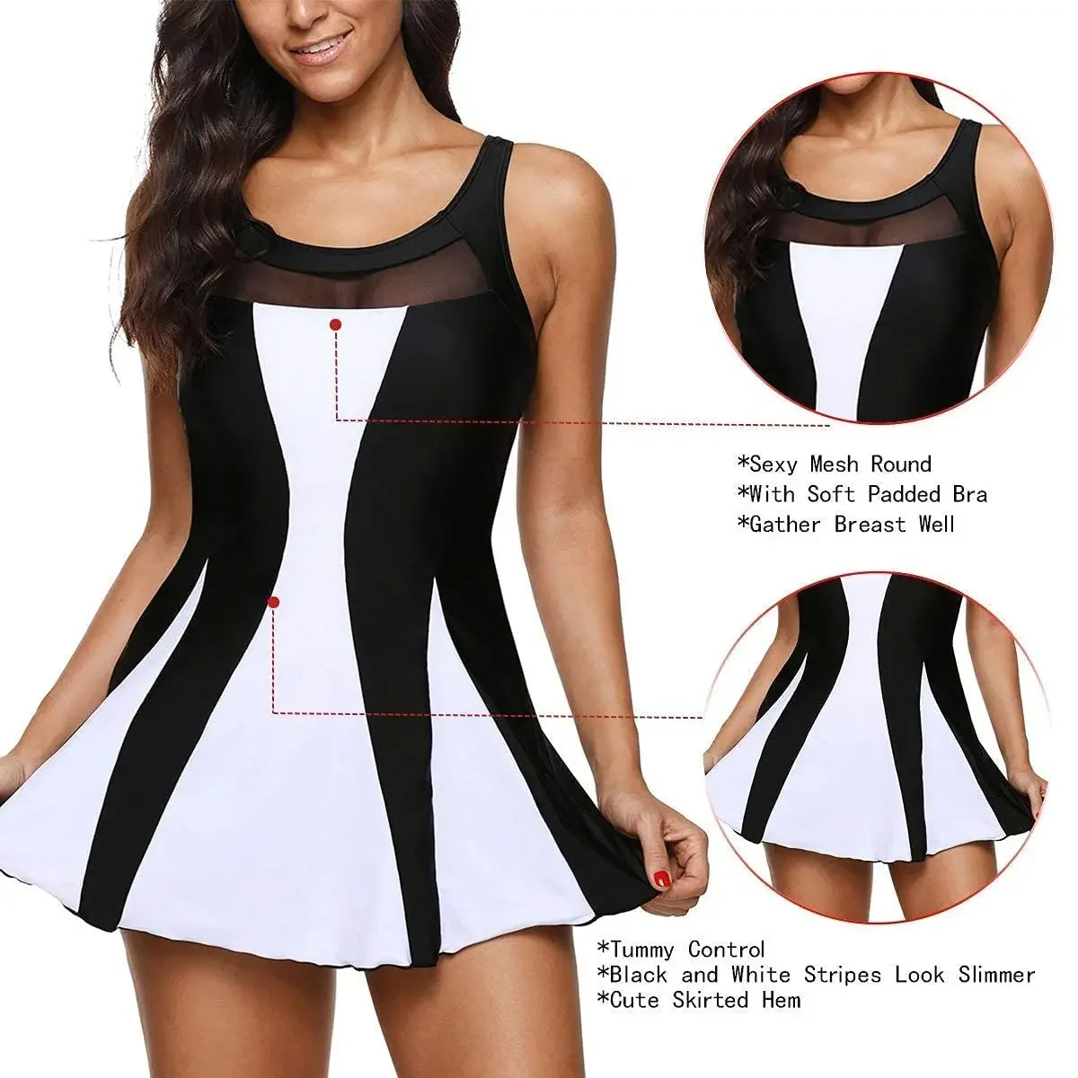 Swim Suits for Women 2025 Swim Dress Womens SwimsuitsBathing Suits Swim Skirt One Piece Swimsuit Tummy Control
