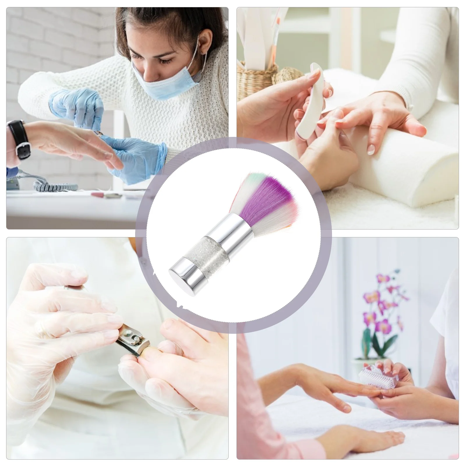 

Colorful Handle For Dust Removal Manicure Pedicure Cleaning Nail Duster Brush Tool Nail Art Dusting Brush