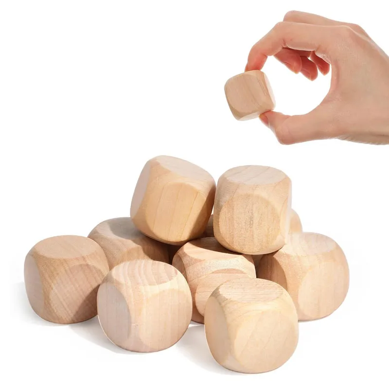 Blank Wooden Dice Unfinished Square Blocks 5/4/3/2CM Round Corner Cube DIY Graffiti Painting Drawing Gluing Stacking Staining