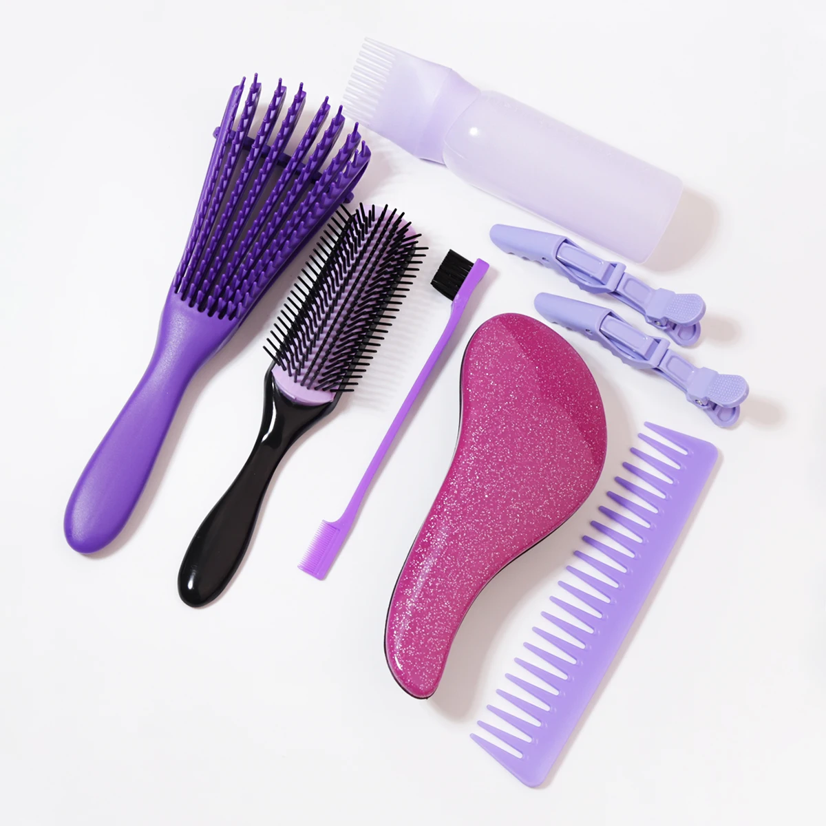 8PCS Comb Hair Brush Set, suitable for both men and women, suitable for long, thick, and curly natural hair