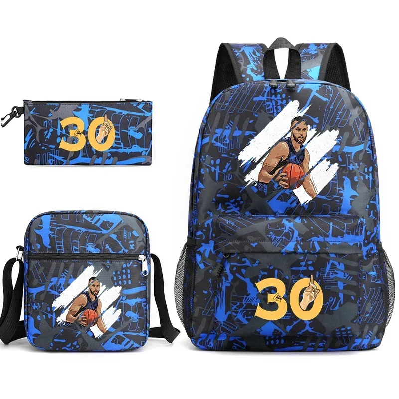 Curry avatar print student school bag youth backpack pencil bag shoulder bag 3-piece set