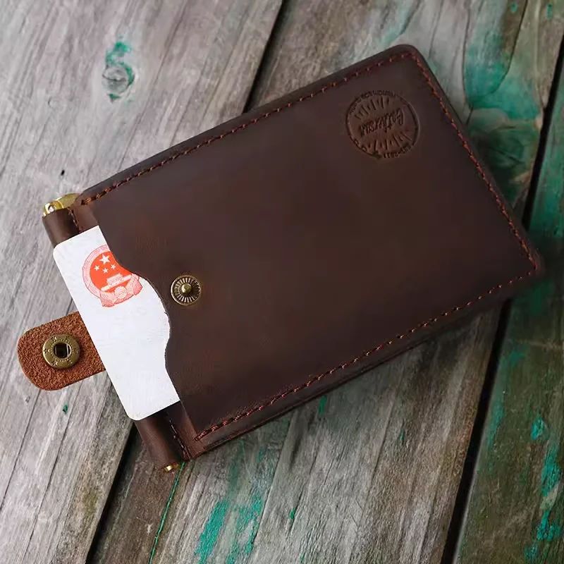 Cartera Retro hecha a mano para hombre, tarjetero de identificación multifuncional, almacenamiento de documentos, tarjetero de licencia de conducir personalizado