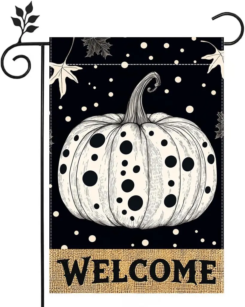 Fall Welcome Pumpkin Garden Flag Double Sided 12x18 Outdoor Decor yyi