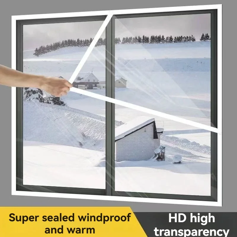 Winter Transparent Windproof Warmth Curtain Sealed Windows Bedroom Thickened Plastic Sheet Thermal Film Frostproof Coldproof Win