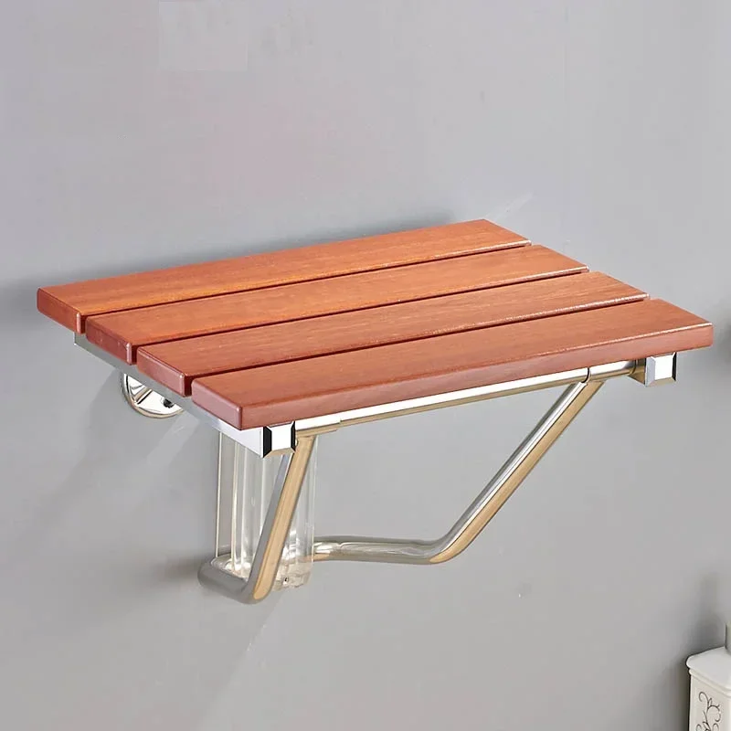 

Bathroom Wall Seat Stool Solid Wood Bath Folding Stool Seat Non-slip Shower Wall Chair Living Room Wall Hanging Shoe Bench