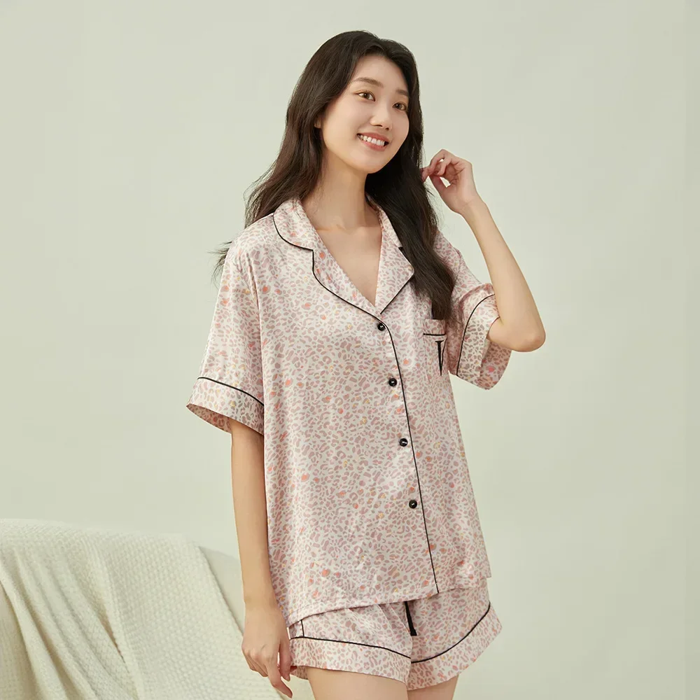 Pajamas women\'s summer short sleeve shorts pink striped loungewear sleepwear women pajamas for women VS secret 여름잠옷