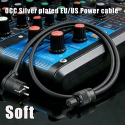 Hi-End 90degree Power Cord  FP-314Ag OCC Silver plated EU/US Power cable  AC power wire with rhodium plated power plug