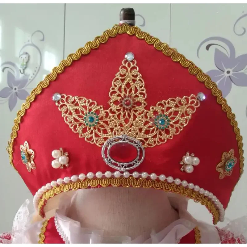 

Russian Folk Dance Hat Women Stage Performance Cap Headwear Ethnic Sequin Classical