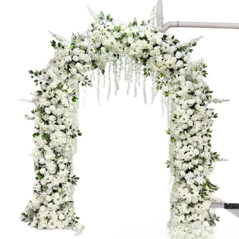 White-green curved hanging arch wedding arrangement cross-border supply simulation flower wedding arch decoration