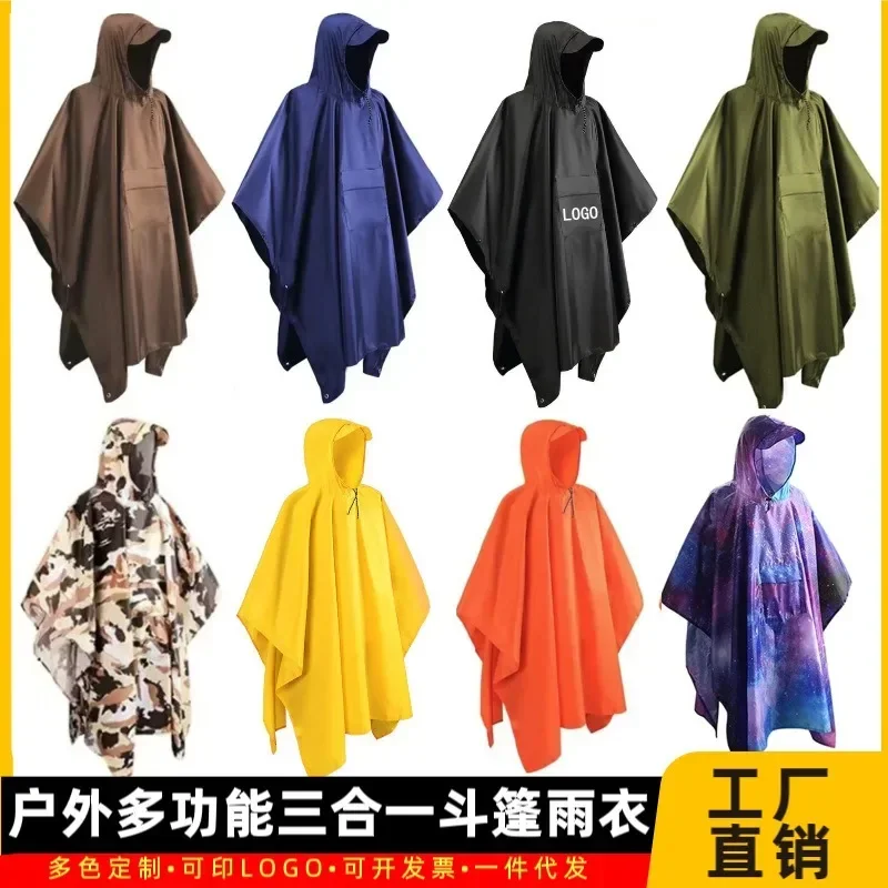 3 in 1 Outdoor Waterproof Raincoat Rain Coat Men Raincoat Women Awning From The Rain Motorcycle Rain Poncho Picnic Mat