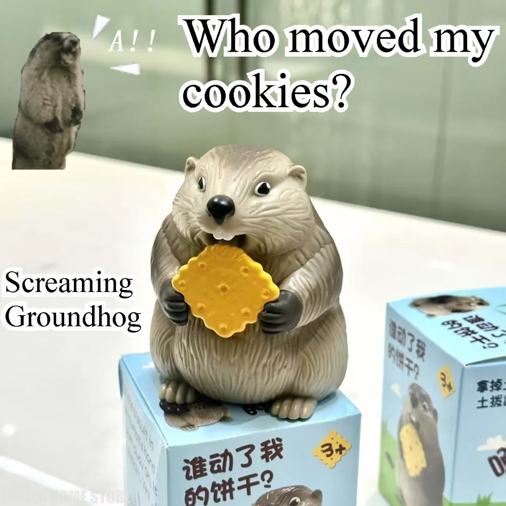 Screaming Groundhog Prank Ornament Plastic Steal Biscuit Sound Abstract Shape Funny Interactive Gag Gift for Office Figurines