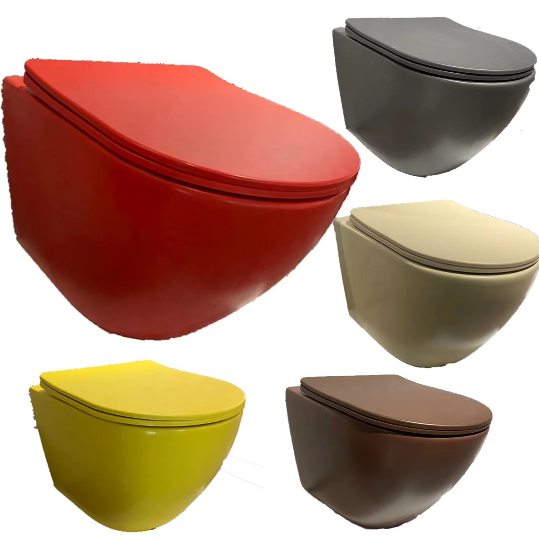 Toilet,Luxury Custom Toilet Bowl Ceramic Wall Mounted Wc Golden Wall Hung Toilet Water Closet Color Toilet