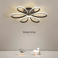 Up-to-date LED Creative Ceiling Lamp with Remote Control Flower Shape Light Aluminum Body Line Light Living Room Dining Bedroom