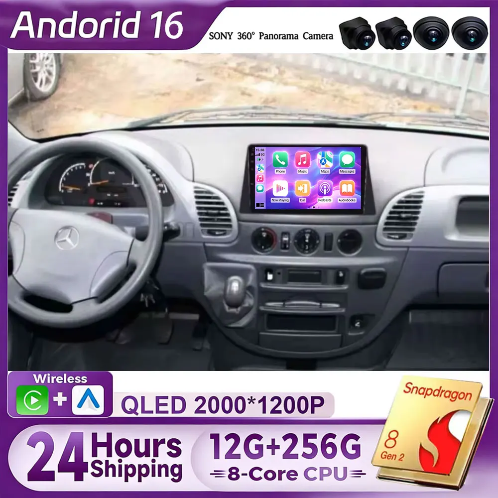 For Mercedes-Benz 00-06 Model 9-inch Sprinter Multimedia Player Carplay Auto GPS Navigation RDS Autoradio Android 16 Car Radio