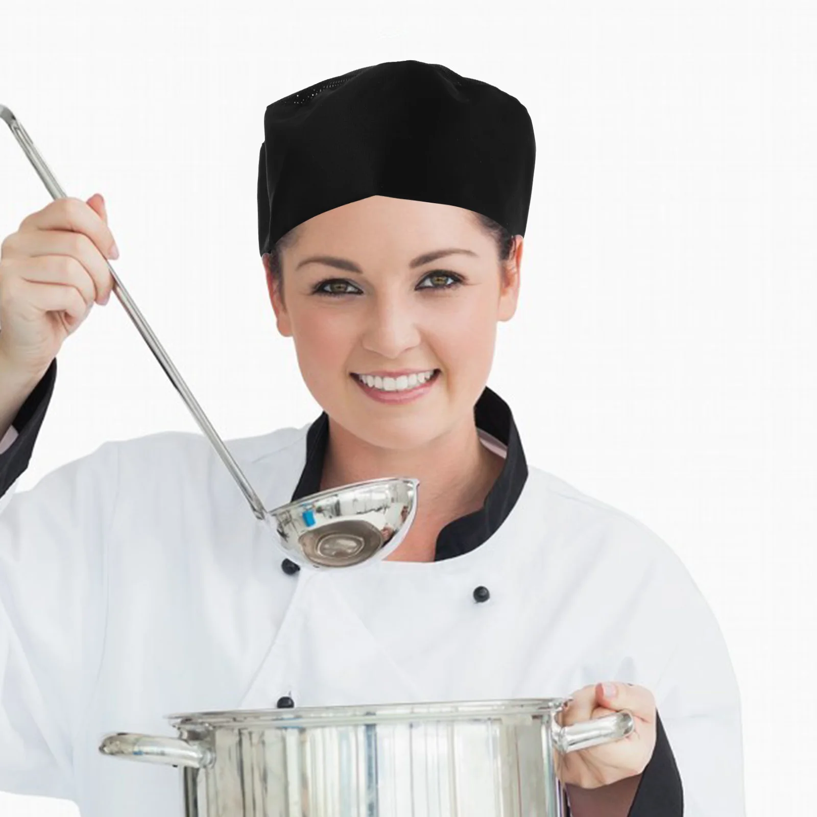 Chapéu de chef preto respirável algodão japonês estilo coreano cozinha gorro culinário crânio boné unissex padeiro para