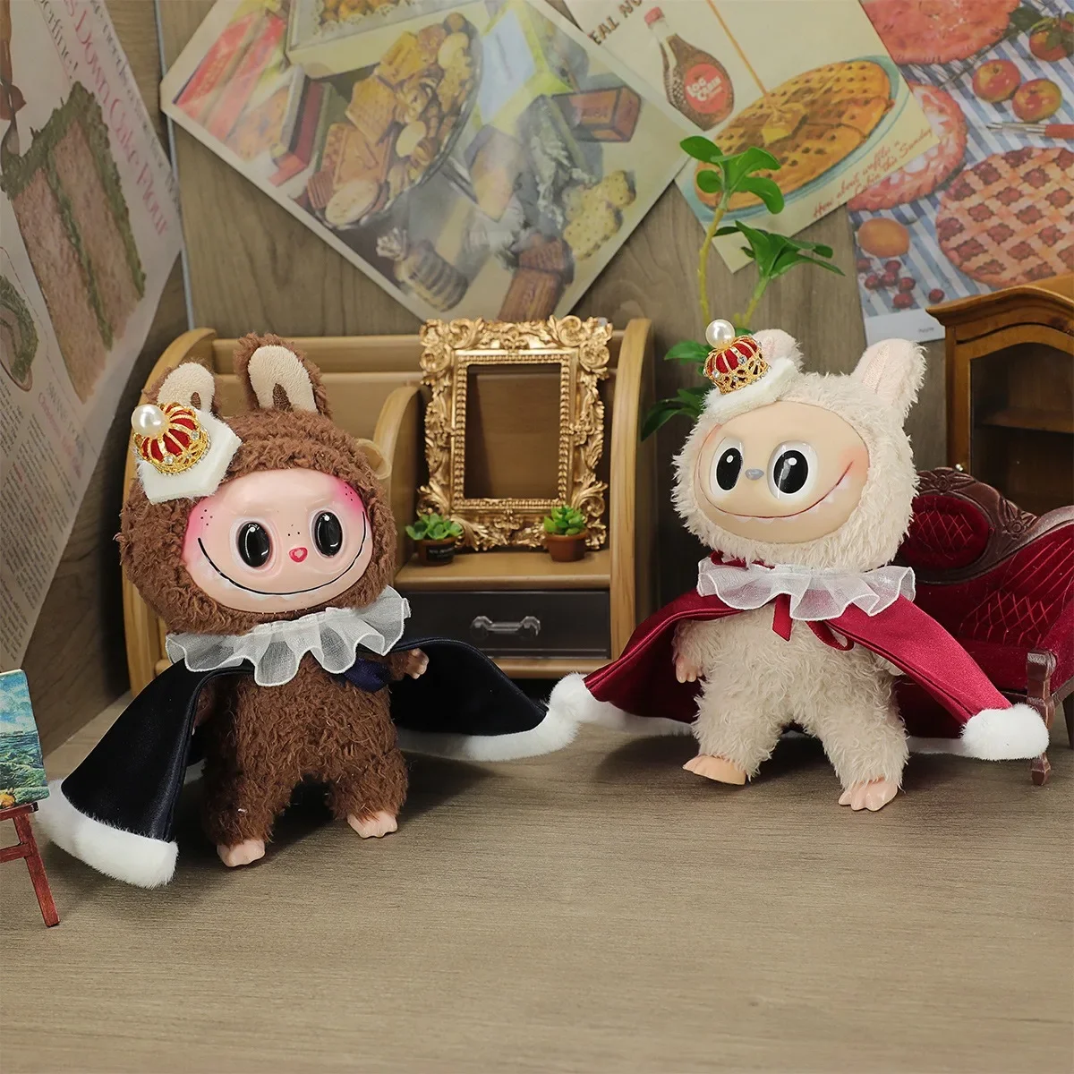 ل 15/17 سنتيمتر Labubu الملابس دمية صغيرة تاج و الدافئة كيب فستان لتقوم بها بنفسك هدية ملابس دمى اكسسوارات الجلوس لعبة حفلة لتقوم بها بنفسك اللعب