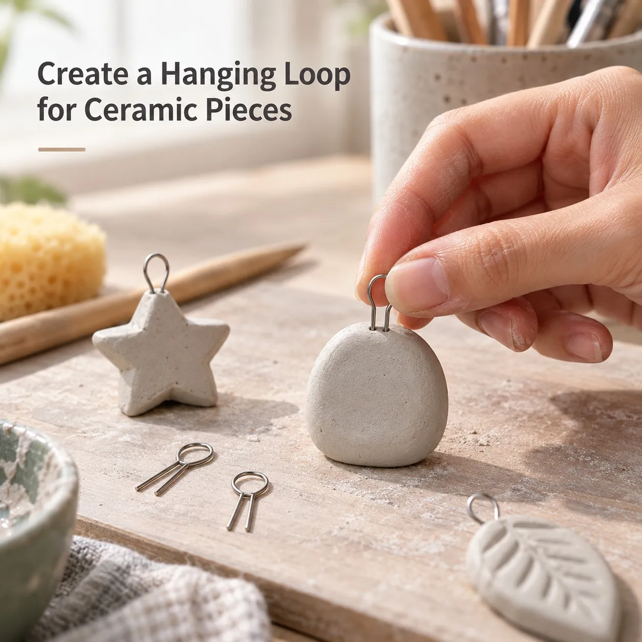 30pcs Pottery Clay Hanging Eye Hooks, Kiln Firing Hanging Loops for DIY Ceramic Ornaments, Handmade Clay Jewelry Making