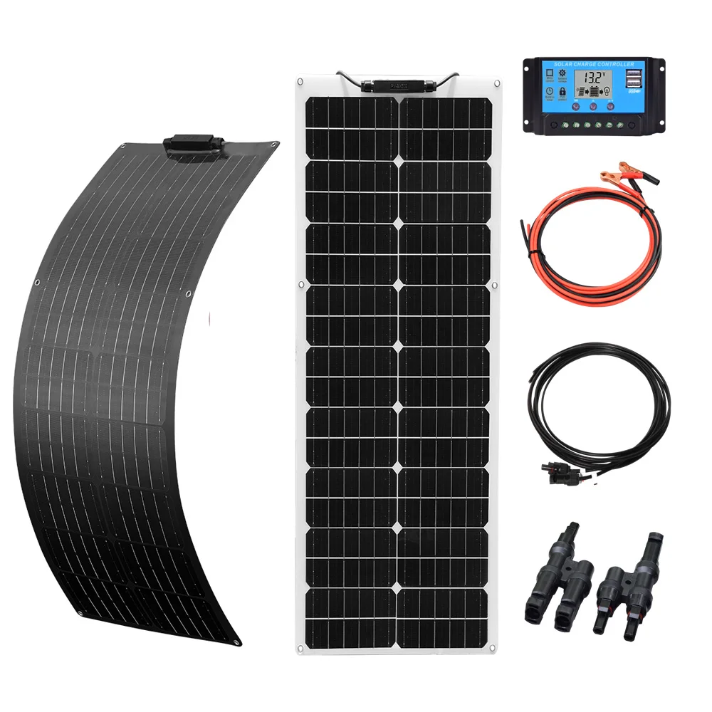 WUZECK 50W Flexible Solar Panel kit 12V 100W PV Solar Module kit 24V Solar Cell home outdoor Car Boat Battery camping SolarPanel