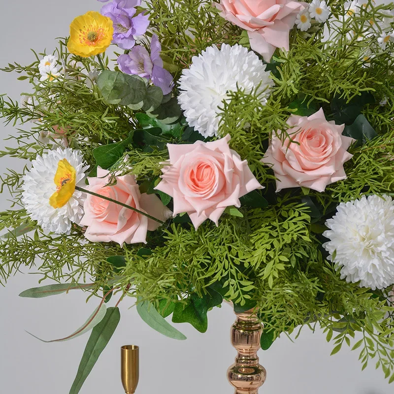Maßgefertigter 40-80CM Künstlicher Baby-Breathe-Weißrosen-Orchideen-Blumenball für Hochzeitsdekoration, Gangführung, Blumenausstellung, Florale Kunst-Requisiten – Detail 1
