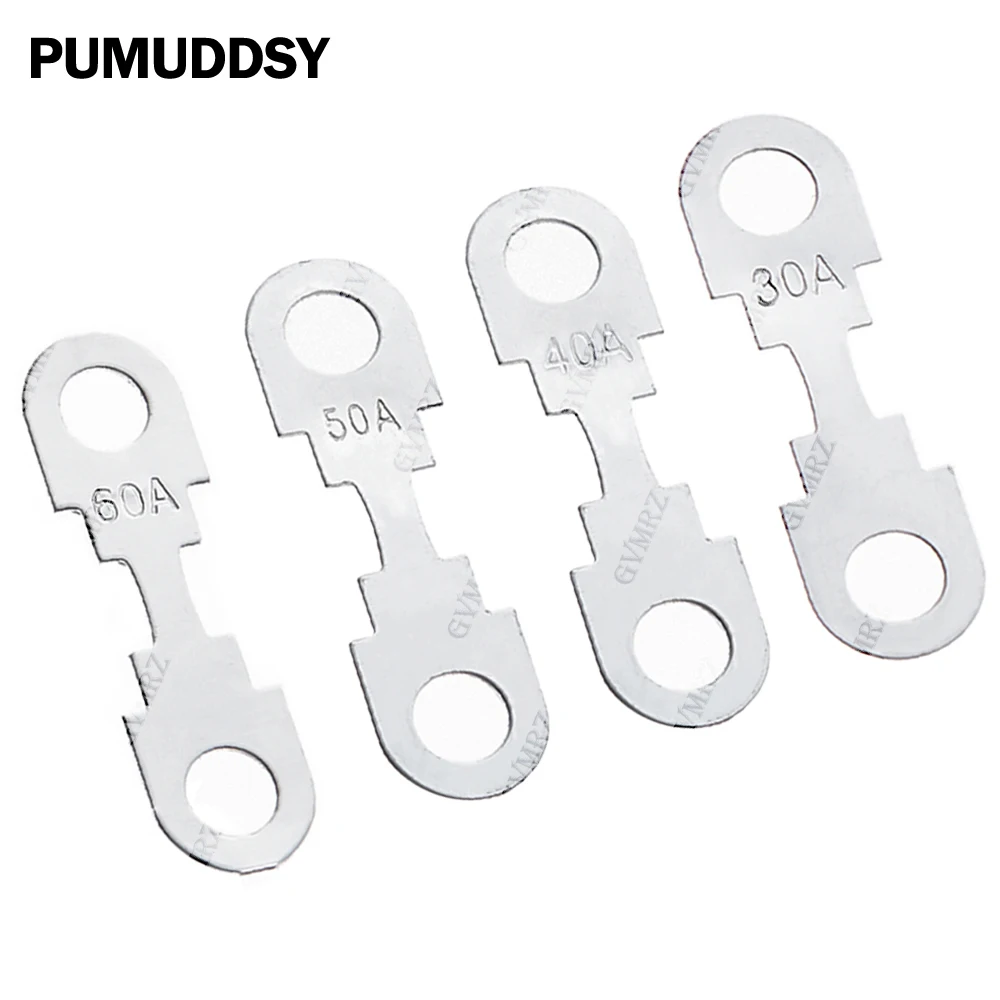 5PCS 60A Car Flat Type Fuse Chip 32V Battery Insert Fork Bolt Type High Current Zinc Alloy 20A 30A 40A 50A  100A 110A 70A 80A