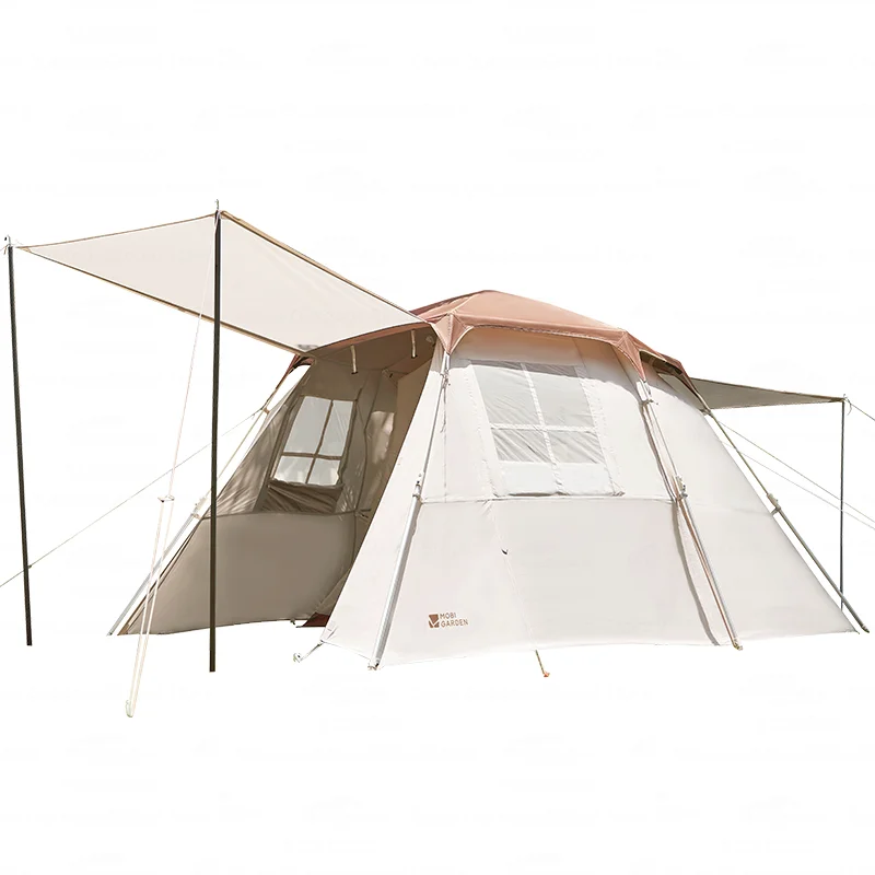 MOBI GARDEN Camping Automatic Tent 185 Quick Open Portable 3-4 Person 8.7㎡ 1 Bedroom 1 Living Room Large-space Outdoor 3 Layers