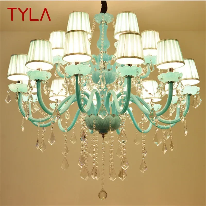 

TYLA Blue Crystal Pendent Lamp Luxurious Candle Lamp Warm Living room and bedroom Children's Room Restaurant KTV Chandelier