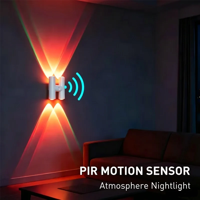 1-4 Stück RGB Wiederaufladbare Innenbeleuchtung mit Bewegungssensor, Typ-C-Ladung, Intelligente Sensorfunktion für Badezimmer, Schrank und Treppenbeleuchtung