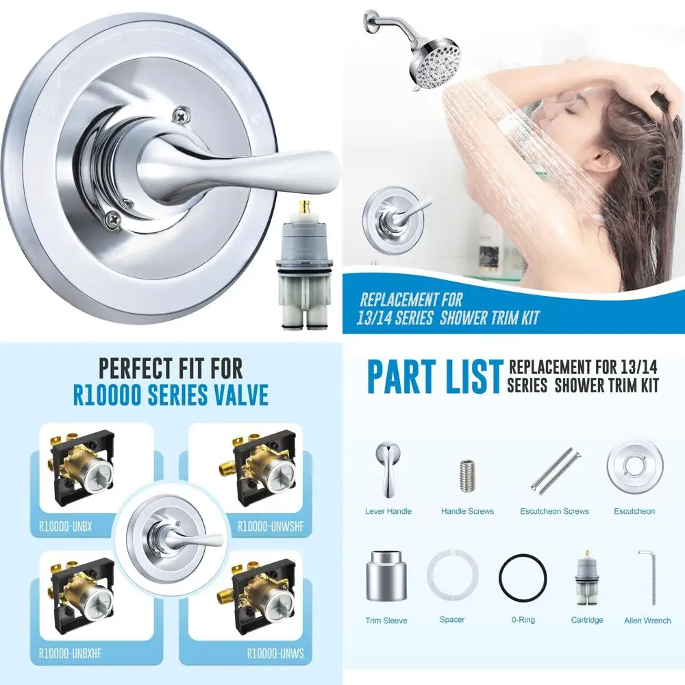 

Chrome Shower Handle Replacement for Single-Function Trim Kit Compatible with R10000 Series Shower Valve
